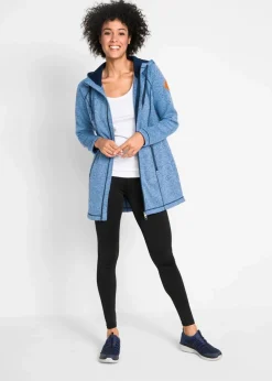 Damen bonprix Jacken & Mäntel|Sweat|Long-Fleecejacke mit Kapuze
