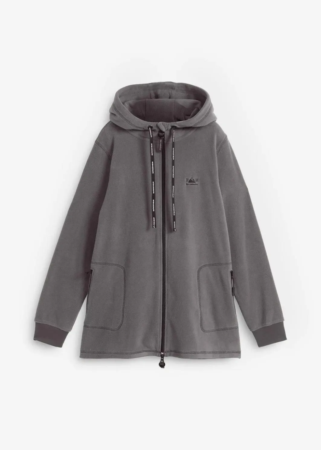 Damen bonprix Jacken & Mäntel|Sweat|Long-Fleecejacke mit Reißverschluss-Taschen