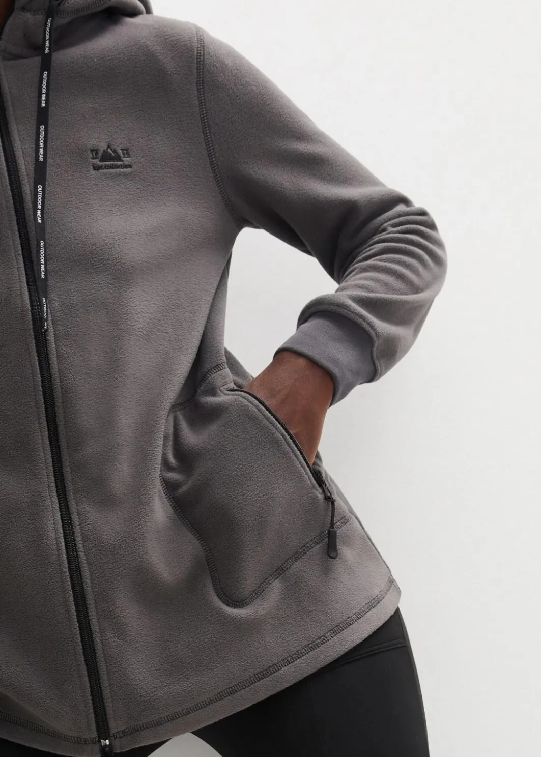 Damen bonprix Jacken & Mäntel|Sweat|Long-Fleecejacke mit Reißverschluss-Taschen