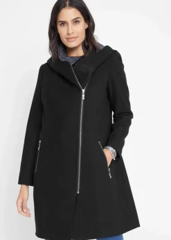 Hot Longjacke mit schrägem Reißverschluss Damen Bekleidung·Hosen|Jacken & Mäntel