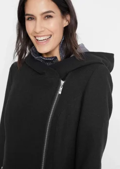 Hot Longjacke mit schrägem Reißverschluss Damen Bekleidung·Hosen|Jacken & Mäntel