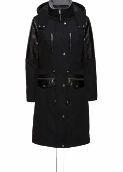 Damen bonprix Bekleidung·Hosen|Jacken & Mäntel|Long-Parka mit Lederimitateinsatz