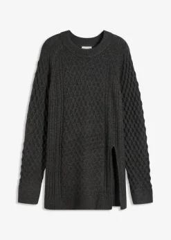 Damen bonprix Pullover & Strickjacken|Strickmode|Longpullover aus fließendem Viskose-Mix
