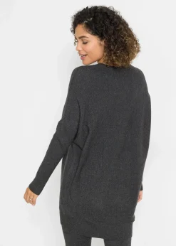 Damen bonprix Strickmode|Pullover & Strickjacken|Long-Pullover aus Viskose-Mix