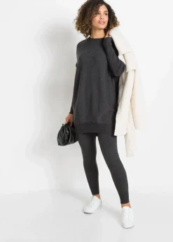 Damen bonprix Strickmode|Pullover & Strickjacken|Long-Pullover aus Viskose-Mix