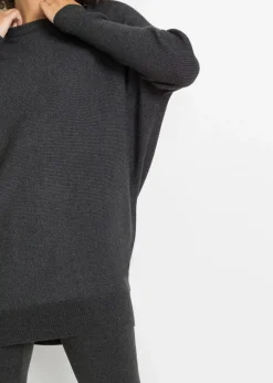 Damen bonprix Strickmode|Pullover & Strickjacken|Long-Pullover aus Viskose-Mix