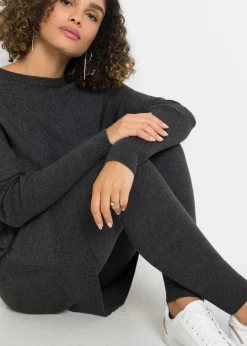 Damen bonprix Strickmode|Pullover & Strickjacken|Long-Pullover aus Viskose-Mix