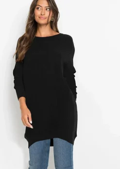 Damen bonprix Strickmode|Pullover & Strickjacken|Long-Pullover aus Viskose-Mix