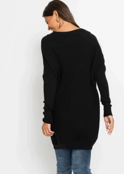 Damen bonprix Strickmode|Pullover & Strickjacken|Long-Pullover aus Viskose-Mix