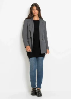 Damen bonprix Strickmode|Pullover & Strickjacken|Long-Pullover aus Viskose-Mix