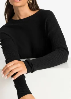 Damen bonprix Strickmode|Pullover & Strickjacken|Long-Pullover aus Viskose-Mix