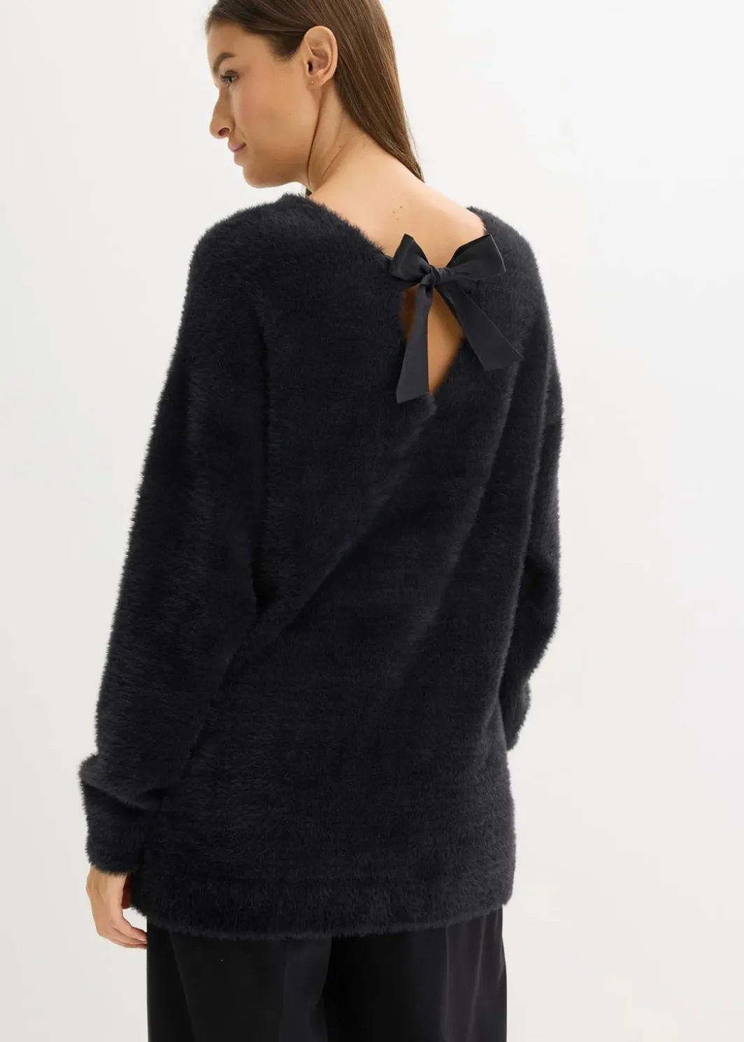 Clearance Longpullover aus weichem Federgarn Damen Pullover & Strickjacken|Strickmode