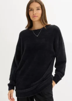 Clearance Longpullover aus weichem Federgarn Damen Pullover & Strickjacken|Strickmode