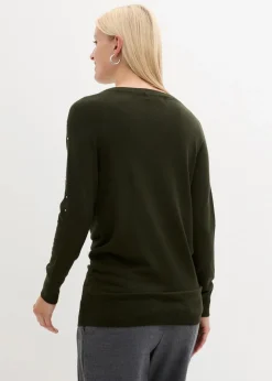 Damen bonprix Bekleidung·Umstandsmode|Pullover & Strickjacken|Long-Pullover mit Glitzersteinen