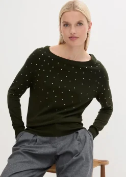 Damen bonprix Bekleidung·Umstandsmode|Pullover & Strickjacken|Long-Pullover mit Glitzersteinen