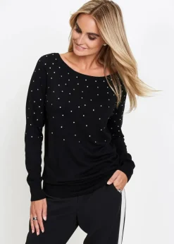 Damen bonprix Bekleidung·Umstandsmode|Pullover & Strickjacken|Long-Pullover mit Glitzersteinen