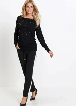 Damen bonprix Bekleidung·Umstandsmode|Pullover & Strickjacken|Long-Pullover mit Glitzersteinen