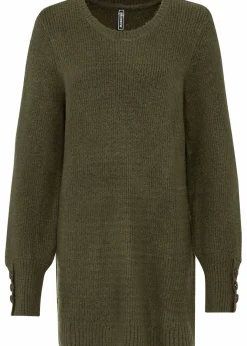 Damen bonprix Pullover & Strickjacken|Bekleidung·Jeans|Longpullover mit Knöpfen