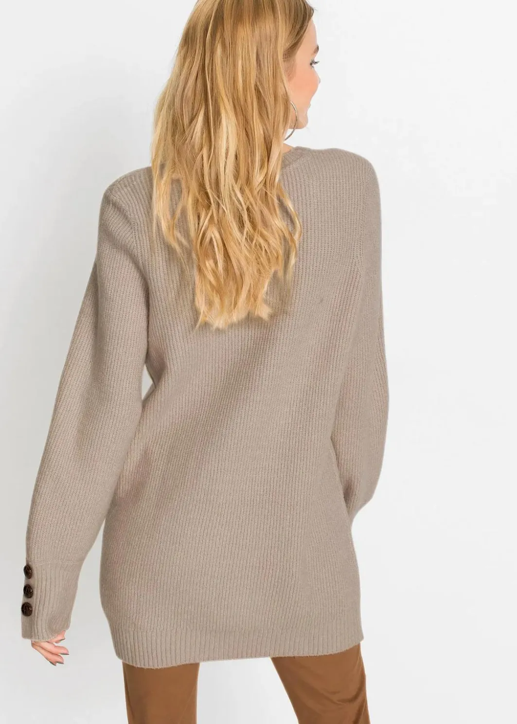 Longpullover mit Knöpfen Damen Bekleidung·Umstandsmode|Strickmode