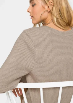 Longpullover mit Knöpfen Damen Bekleidung·Umstandsmode|Strickmode