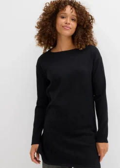 Damen bonprix Strickmode|Pullover & Strickjacken|Longpullover mit recycelter Baumwolle