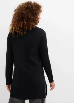 Damen bonprix Strickmode|Pullover & Strickjacken|Longpullover mit recycelter Baumwolle
