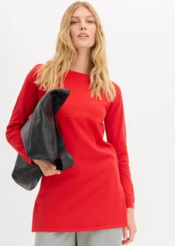 Hot Longpullover mit recycelter Baumwolle Damen Strickmode|Pullover & Strickjacken