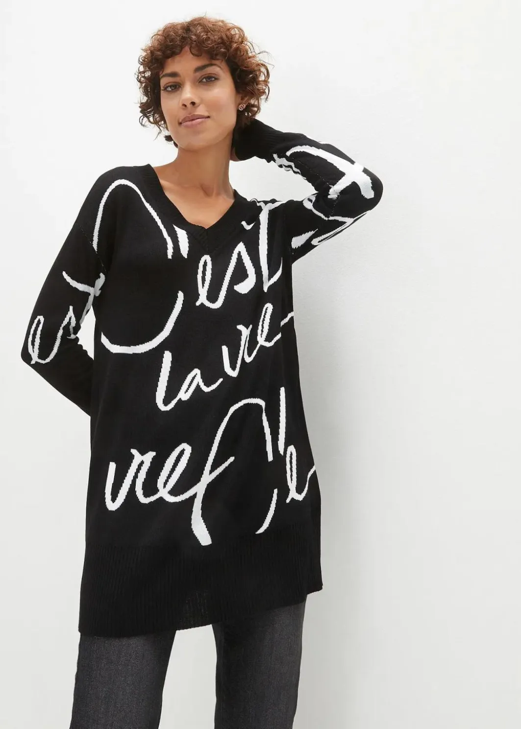 Outlet Longpullover mit Schriftzug Damen Bekleidung·Umstandsmode|Bekleidung·Jeans