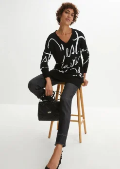 Outlet Longpullover mit Schriftzug Damen Bekleidung·Umstandsmode|Bekleidung·Jeans