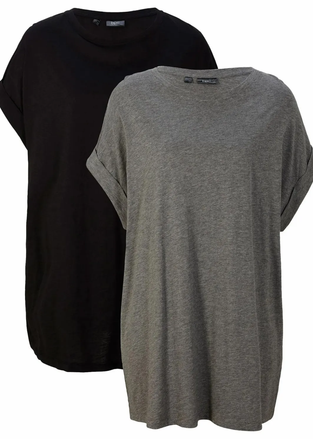 Damen bonprix Shirts & Tops|Basics|Longshirt aus reiner Bio-Baumwolle (2er Pack)