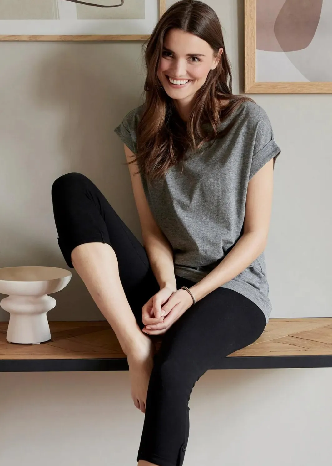 Damen bonprix Shirts & Tops|Basics|Longshirt aus reiner Bio-Baumwolle (2er Pack)