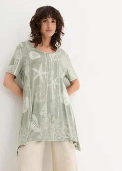 Damen bonprix Shirts & Tops|Longshirt aus softem Viskose-Mix