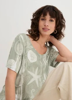 Damen bonprix Shirts & Tops|Longshirt aus softem Viskose-Mix