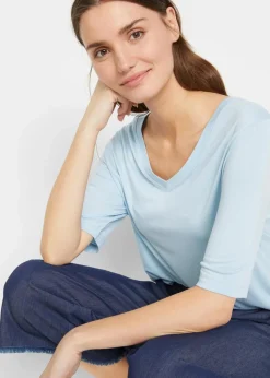 Damen bonprix Basics|Shirts & Tops|Longshirt aus softer Viskose, 2er-Pack