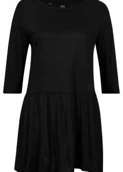 New Longshirt aus Viskose mit Volant Damen Nachhaltigere Materialien|Shirts & Tops