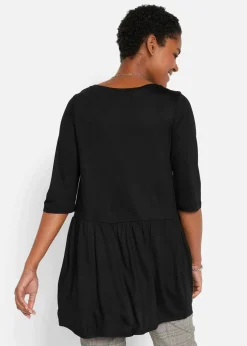 New Longshirt aus Viskose mit Volant Damen Nachhaltigere Materialien|Shirts & Tops