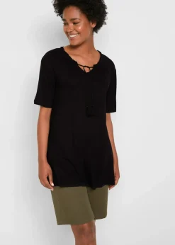Damen bonprix Nachhaltigere Materialien|Shirts & Tops|Longshirt aus Viskose-Mix