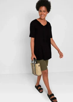 Damen bonprix Nachhaltigere Materialien|Shirts & Tops|Longshirt aus Viskose-Mix
