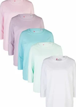Damen bonprix Shirts & Tops|Basics|Longshirt (5er-Pack)