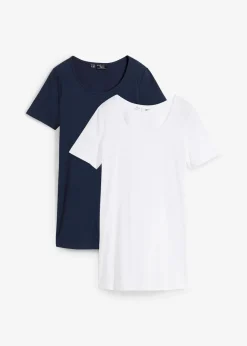 Damen bonprix Shirts & Tops|Basics|Long-Shirt, 2er-Pack