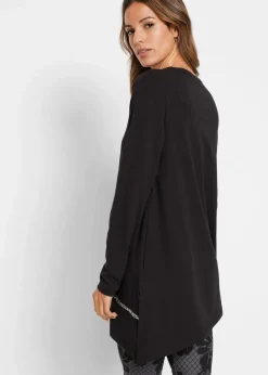 Damen bonprix Shirts & Tops|Longshirt mit asymmetrischen Schnitt und Glitzer