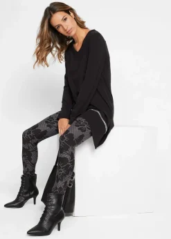 Damen bonprix Shirts & Tops|Longshirt mit asymmetrischen Schnitt und Glitzer