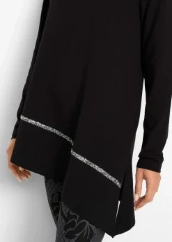 Damen bonprix Shirts & Tops|Longshirt mit asymmetrischen Schnitt und Glitzer