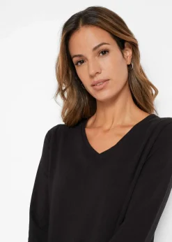 Damen bonprix Shirts & Tops|Longshirt mit asymmetrischen Schnitt und Glitzer