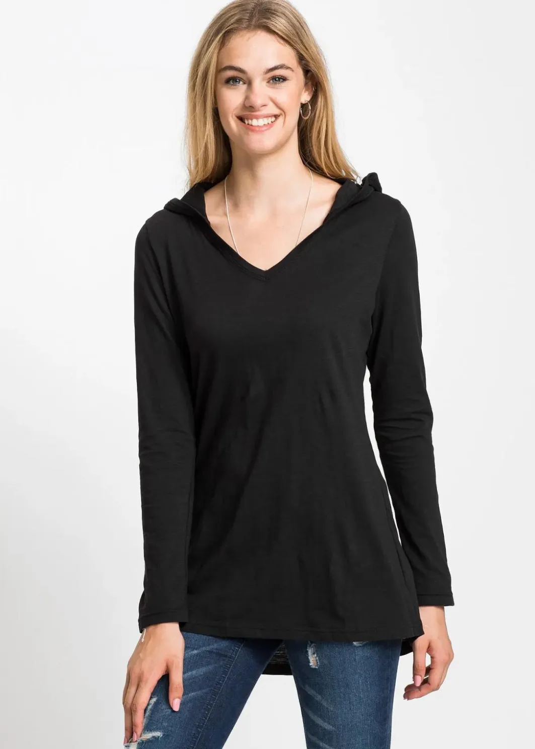 Discount Longshirt mit Kapuze Damen Shirts & Tops