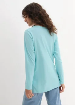 Damen bonprix Shirts & Tops|Basics|Longshirt mit Rundhalsausschnitt, Langarm (5er Pack)