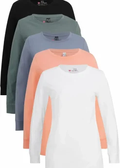 Online Longshirt mit Rundhalsausschnitt, Langarm (5er Pack) Damen Bekleidung·Röcke|Basics