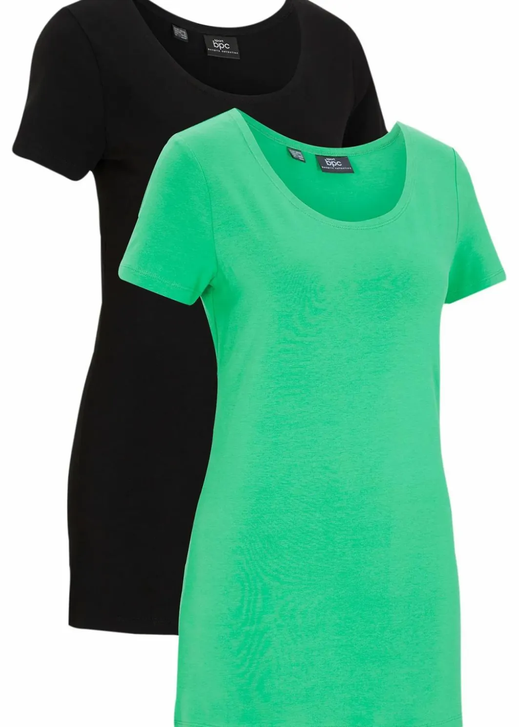 Damen bonprix Shirts & Tops|Longshirt mit Schriftzug (2er Pack)