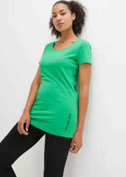 Damen bonprix Shirts & Tops|Longshirt mit Schriftzug (2er Pack)