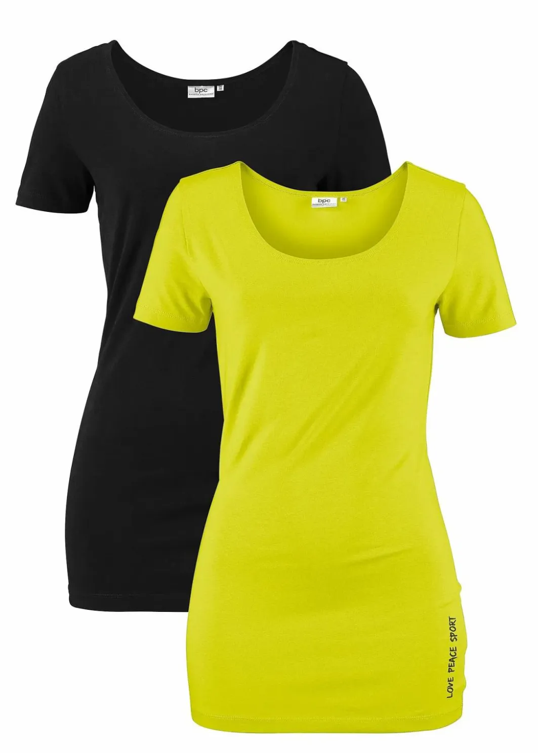 Damen bonprix Shirts & Tops|Longshirt mit Schriftzug (2er Pack)